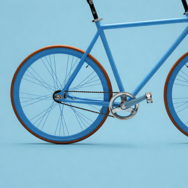 Bici fixed 28 single speed marrone celeste personalizzabile