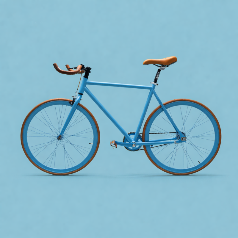 Bici fixed 28 single speed marrone celeste personalizzabile
