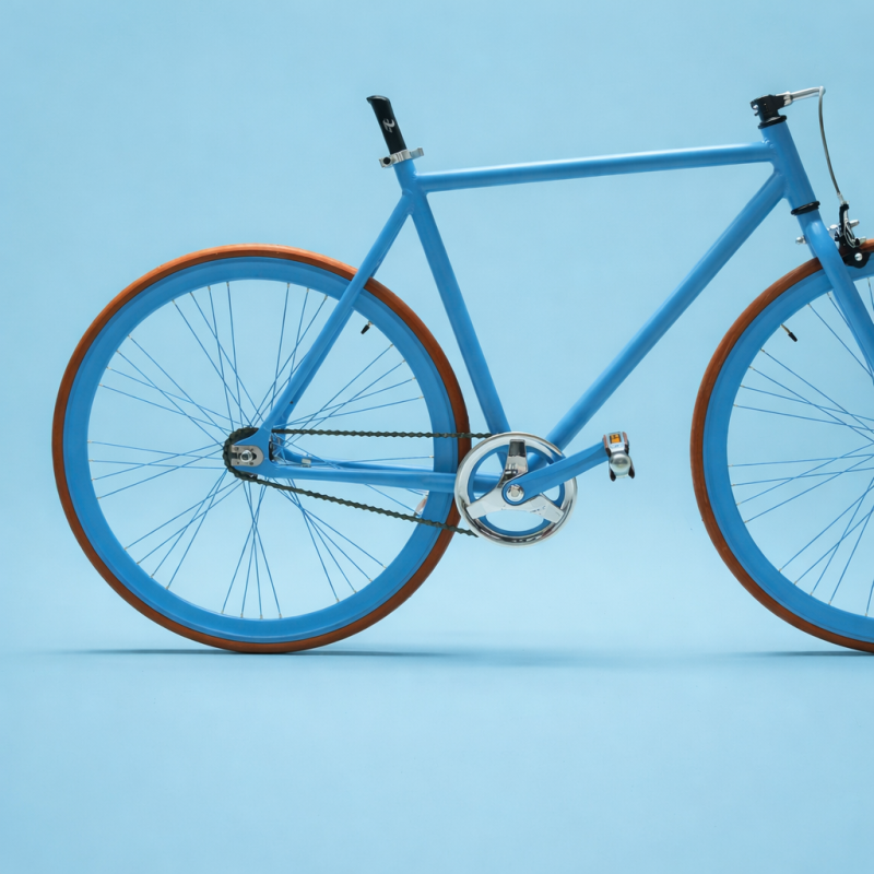 Bici fixed 28 single speed marrone celeste personalizzabile