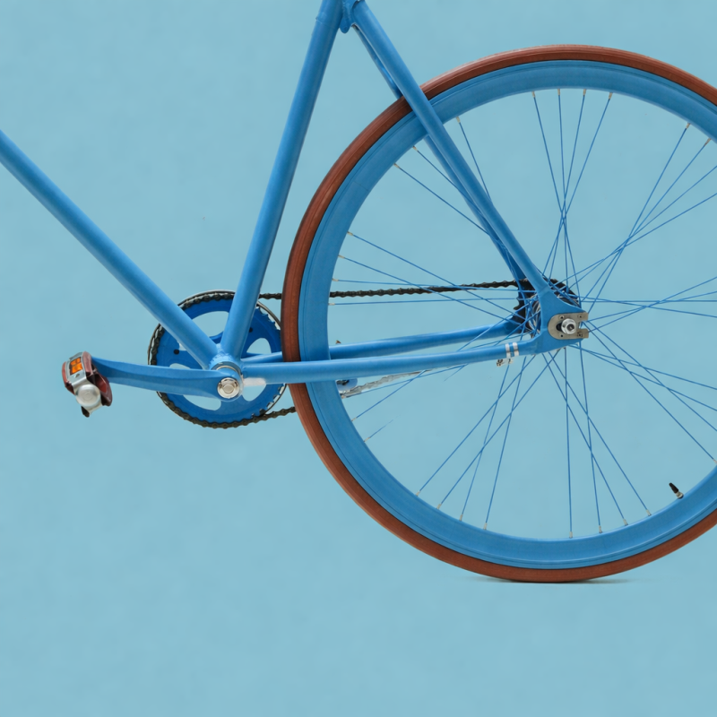 Bici fixed 28 single speed marrone celeste personalizzabile