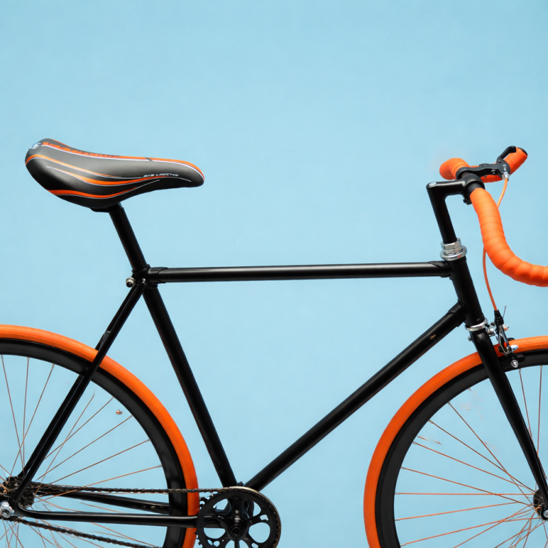 Bici fixed 28 single speed nero arancio personalizzabile