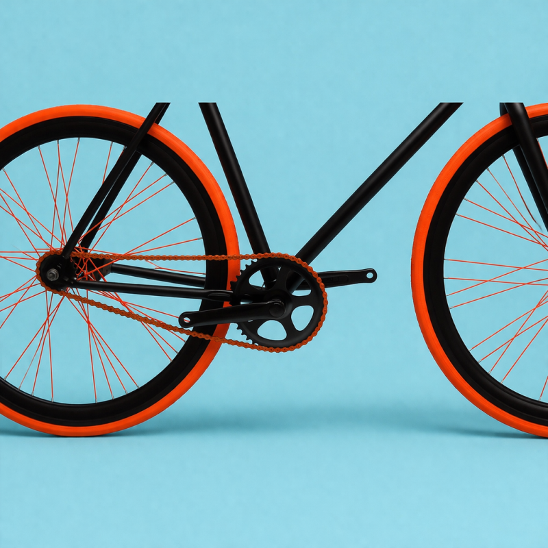 Bici fixed 28 single speed nero arancio personalizzabile