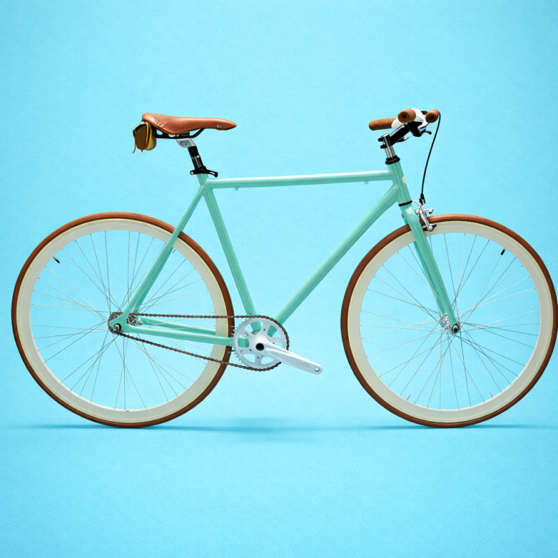 Bici fixed 28 single speed uomo in alluminio verde marrone personalizzabile