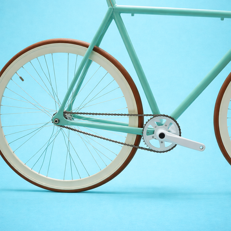 Bici fixed 28 single speed uomo in alluminio verde marrone personalizzabile