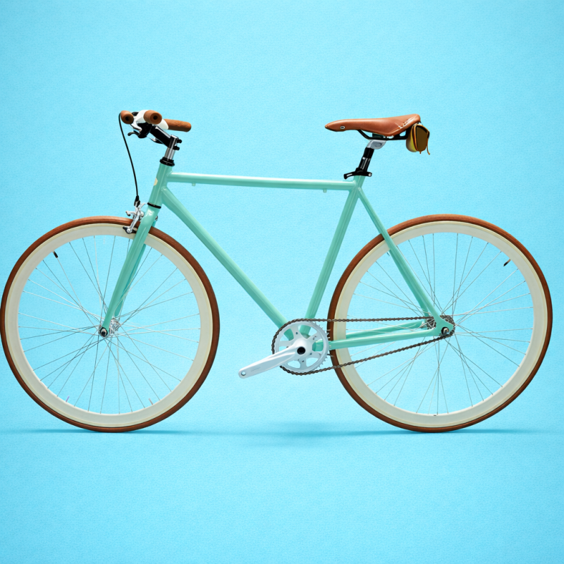 Bici fixed 28 single speed uomo in alluminio verde marrone personalizzabile