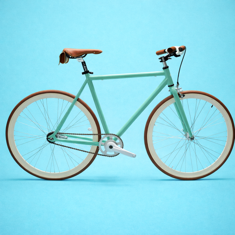 Bici fixed 28 single speed uomo in alluminio verde marrone personalizzabile