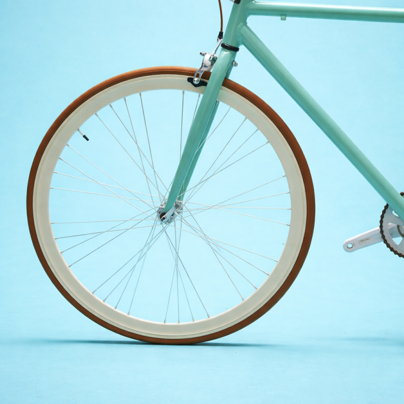 Bici fixed 28 single speed uomo in alluminio verde marrone personalizzabile