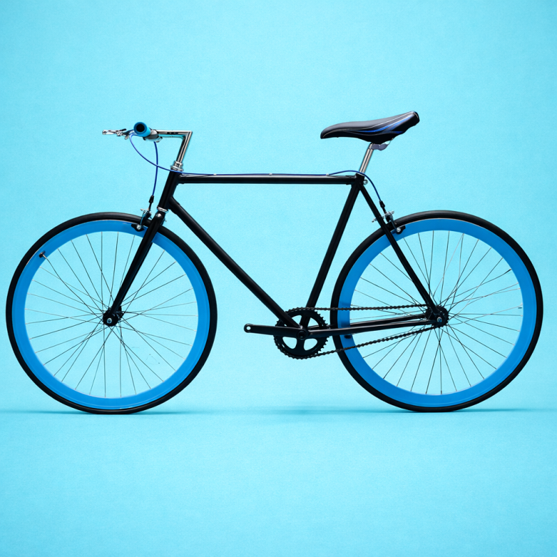 Bici fixed single speed 28 alluminio nero blu personalizzabile