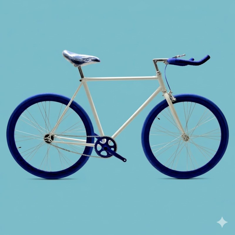Bici fixed single speed 28 bianco blu personalizzabile