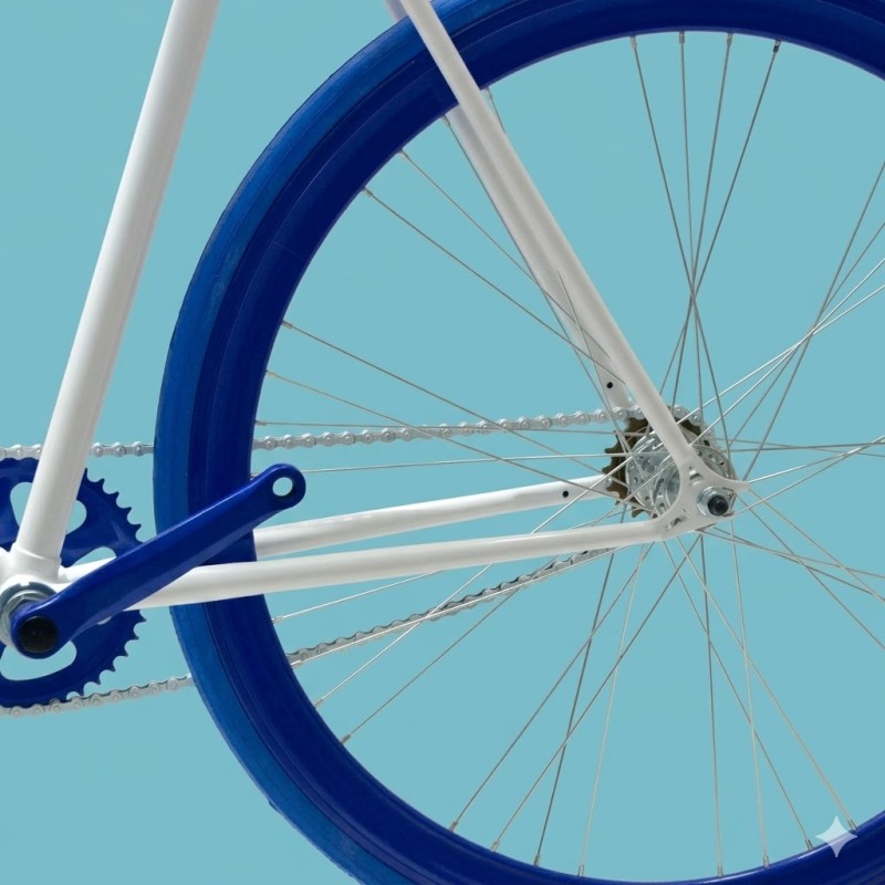 Bici fixed single speed 28 bianco blu personalizzabile