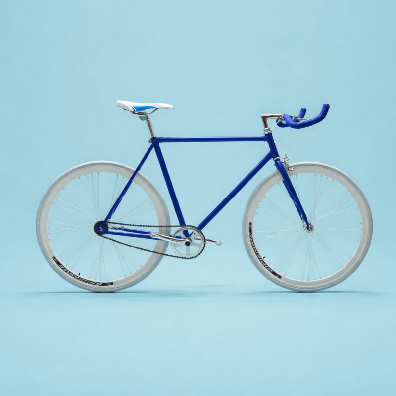 Bici fixed single speed 28 bianco blu personalizzabile