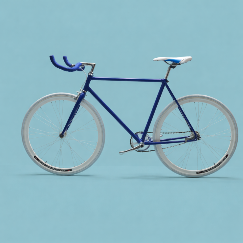 Bici fixed single speed 28 bianco blu personalizzabile