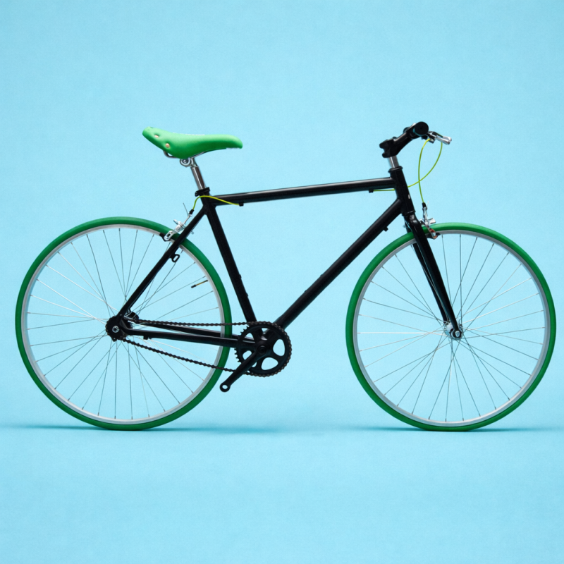 Bici fixed single speed 28 nero verde personalizzabile