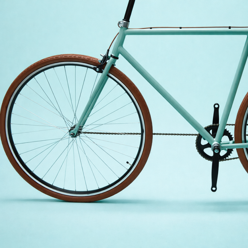 Bici fixed single speed 28 verde marrone personalizzabile