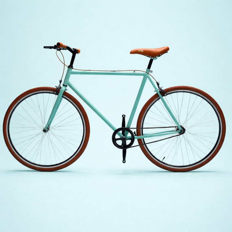 Bici fixed single speed 28 verde marrone personalizzabile