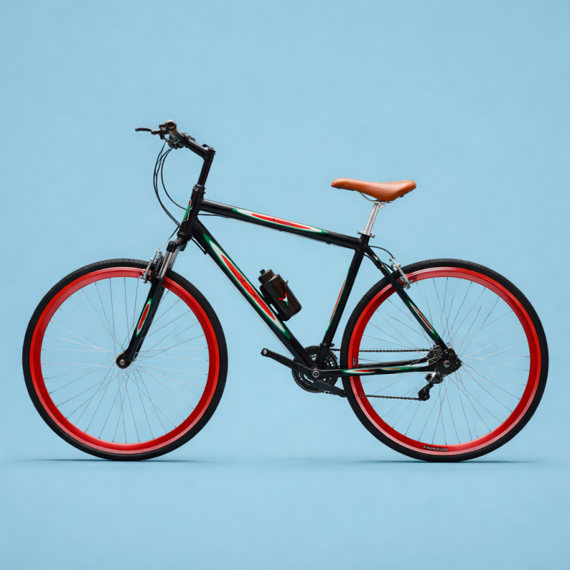 Bici ibrida 28 in alluminio shimano ammortizzata nero rosso personalizzabile