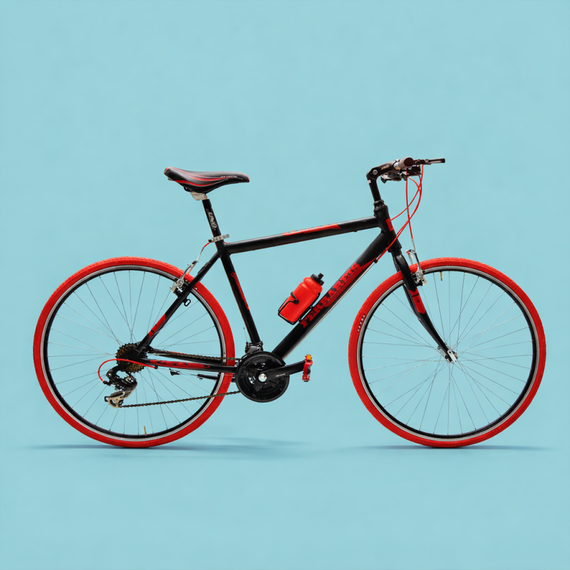 Bici ibrida 28 nero rosso personalizzabile
