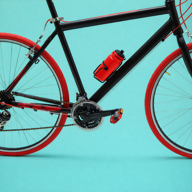 Bici ibrida 28 nero rosso personalizzabile
