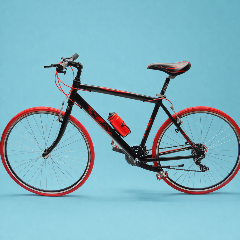 Bici ibrida 28 nero rosso personalizzabile