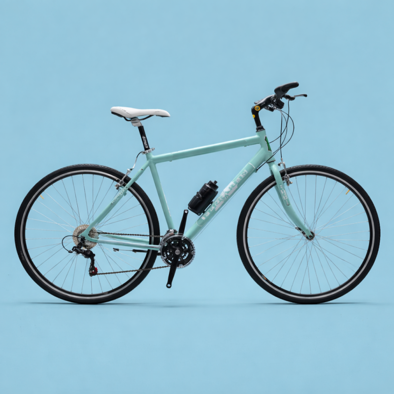 Bici ibrida Urban 28 in alluminio shimano uomo verde acqua