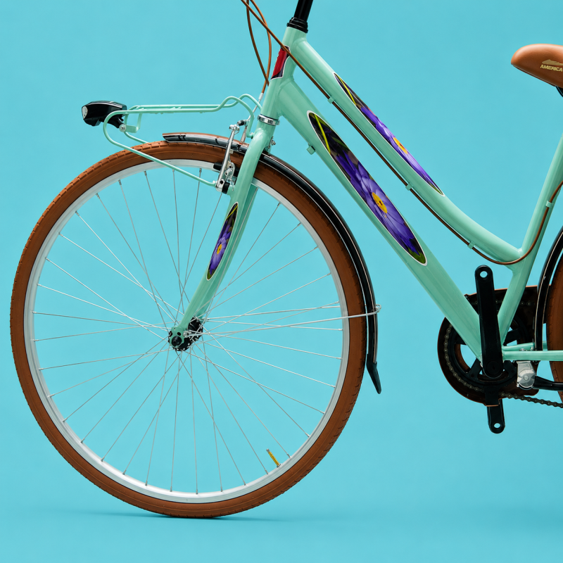 Bici trekking 28 bianco 6v shimano verde personalizzabile