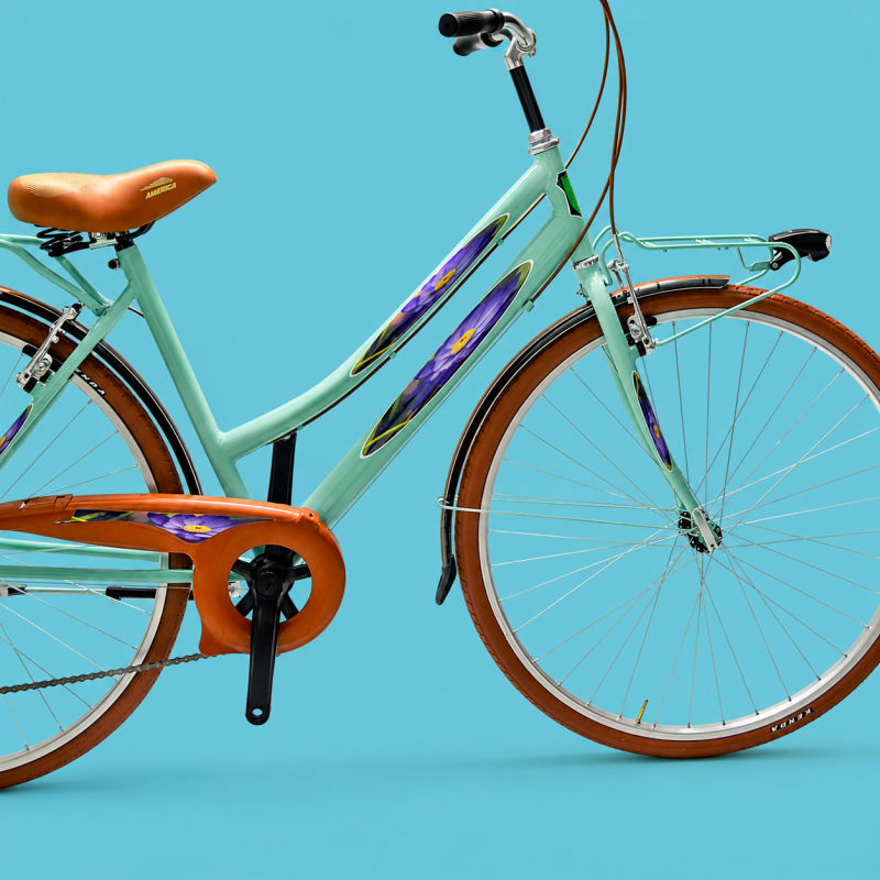 Bici trekking 28 bianco 6v shimano verde personalizzabile