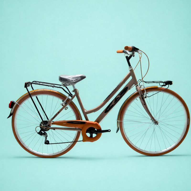 Bici trekking city bike 28 shimano donna marrone personalizzabile
