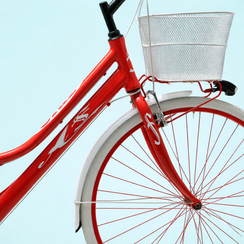 bici donna 28 trekking citybike in alluminio shimano rossa personalizzabile