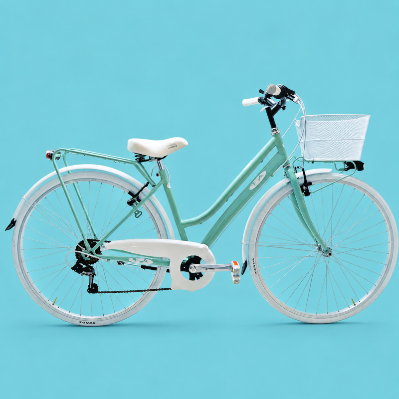 Bici trekking city bike 28 donna verde in alluminio Shimano personalizzabile