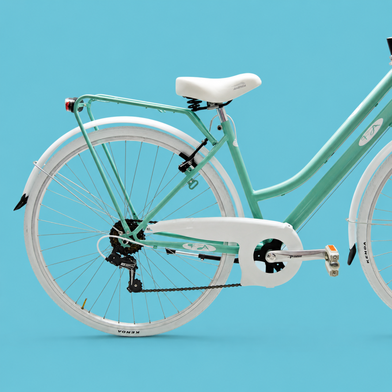 Bici trekking city bike 28 donna verde in alluminio Shimano personalizzabile