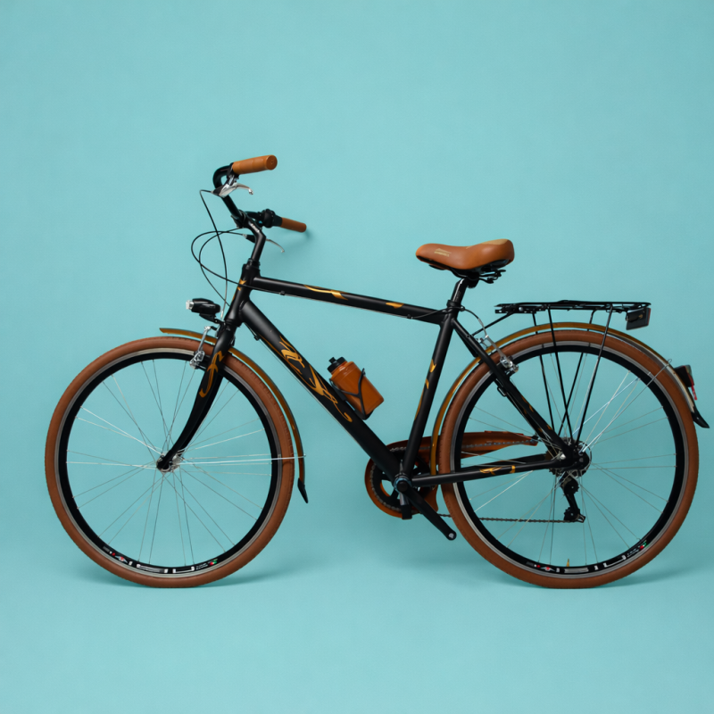 Bici trekking 28 uomo nero marrone alluminio shimano personalizzabile