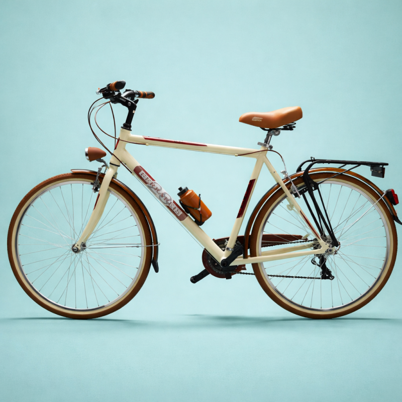 Bici trekking city bike 28 uomo panna shimano in alluminio