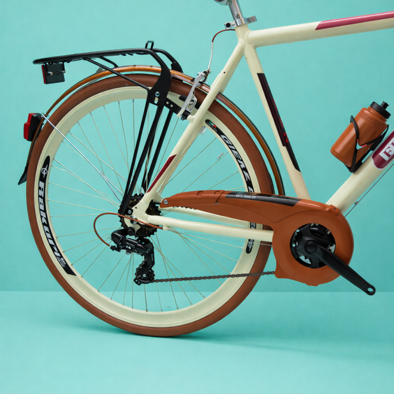 Bici trekking city bike 28 uomo panna shimano in alluminio