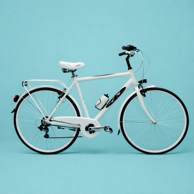 Bici trekking city bike 28 uomo alluminio shimano bianco personalizzabile