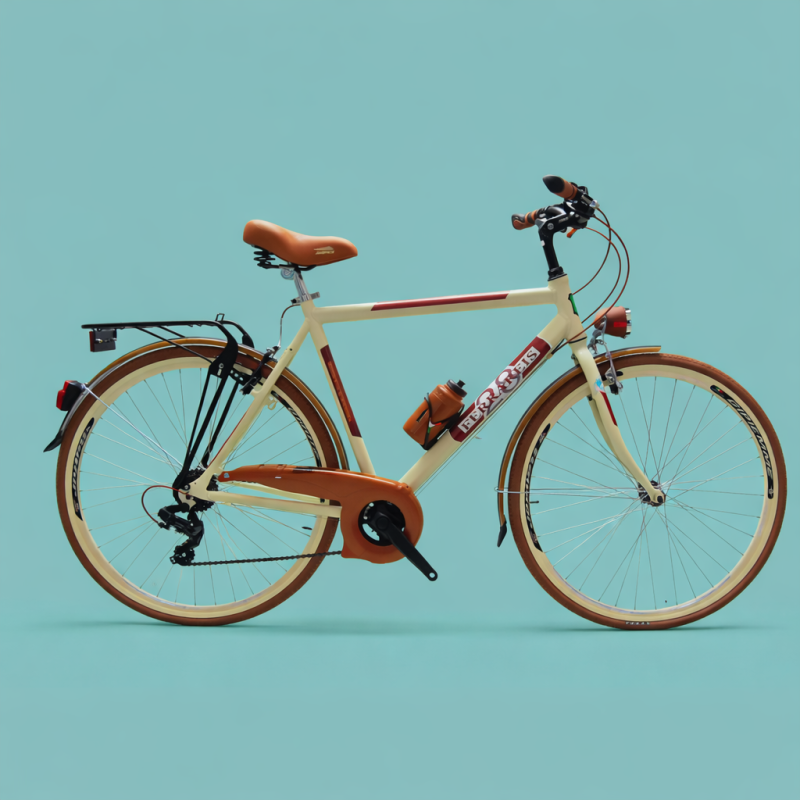 Bici trekking city bike 28 uomo panna shimano in alluminio
