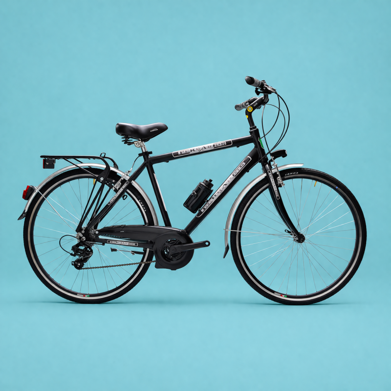 Bici trekking city bike shimano alluminio 28 nero uomo personalizzabile