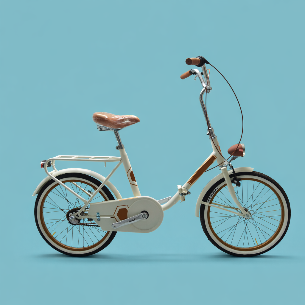 Bici Pieghevole 20" Panna e Marrone — Shimano Nexus, Personalizzabile