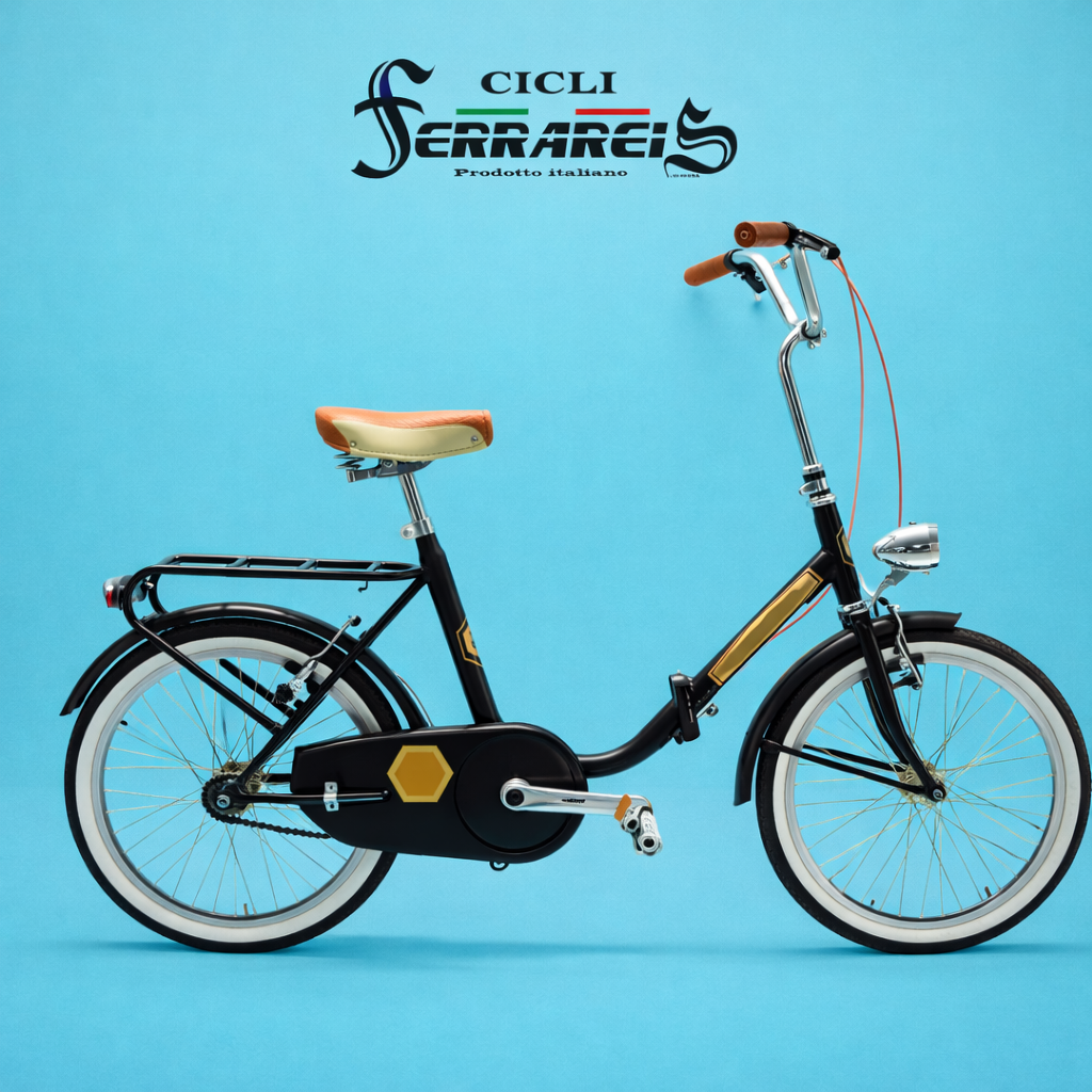 Bici Pieghevole 20" Nero e Marrone — Shimano Nexus, Personalizzabile
