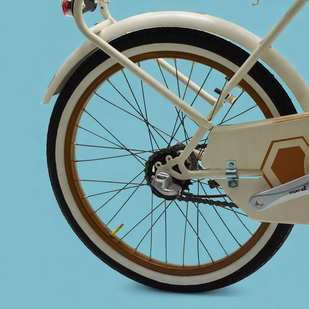 Bici Pieghevole 20" Panna e Marrone — Vintage Style, Shimano Nexus, Personalizzabile