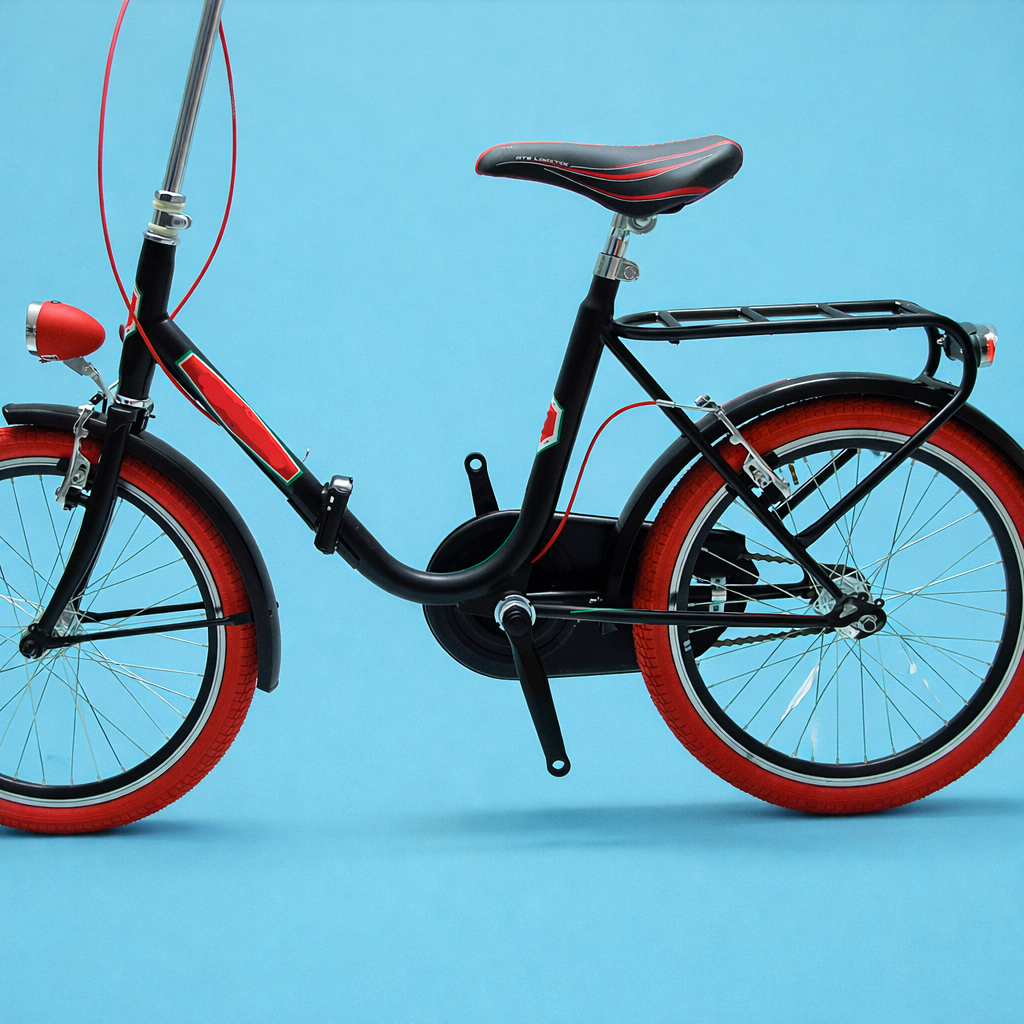 Bici Pieghevole 20" Nero e Rosso — Shimano Nexus, Sportiva e Personalizzabile