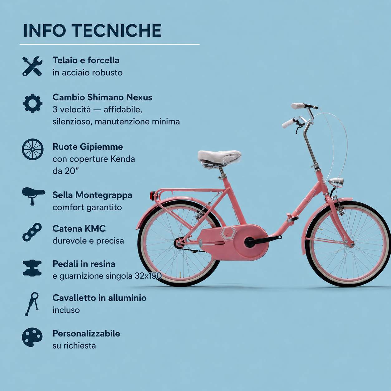 bicicletta 20 pieghevole rosa