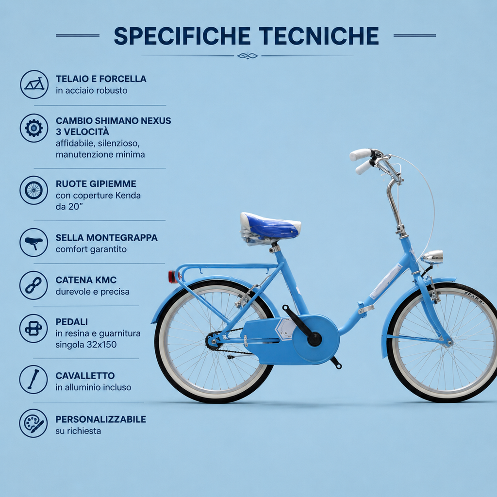 bici graziella 20 celeste