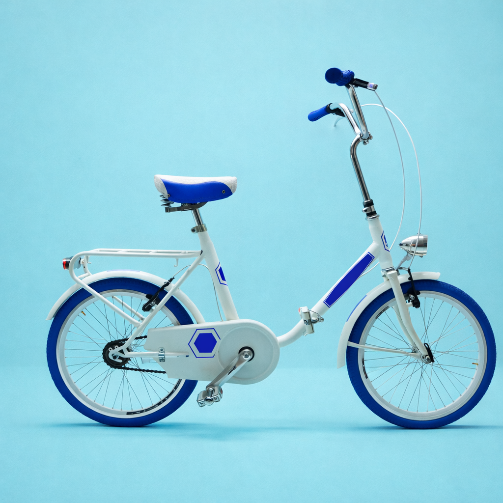 Bici Pieghevole 20" Bianco e Blu — Shimano Nexus, Personalizzabile