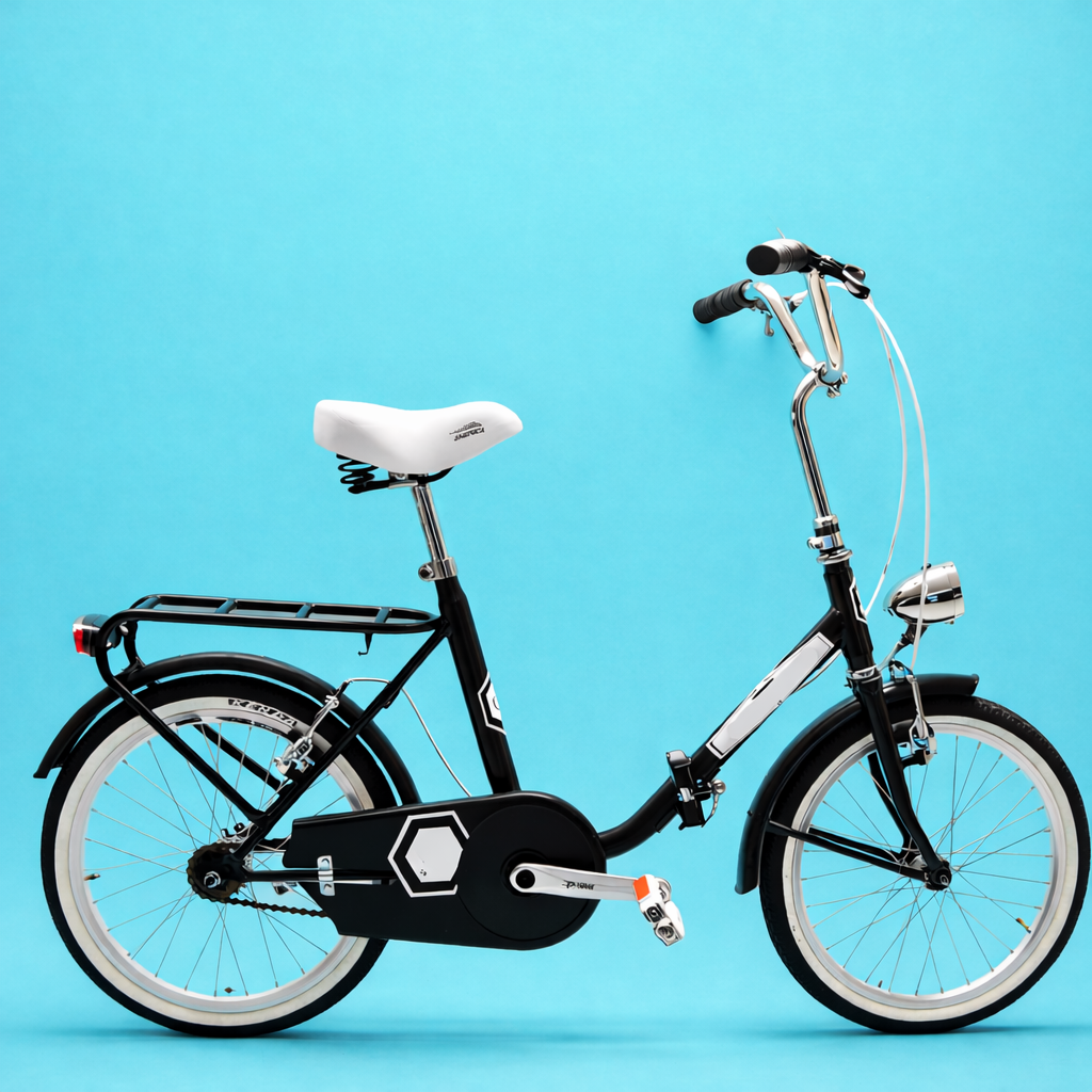 Bici Pieghevole 20" Nero, Bianco e Acciaio — Shimano Nexus, Personalizzabile