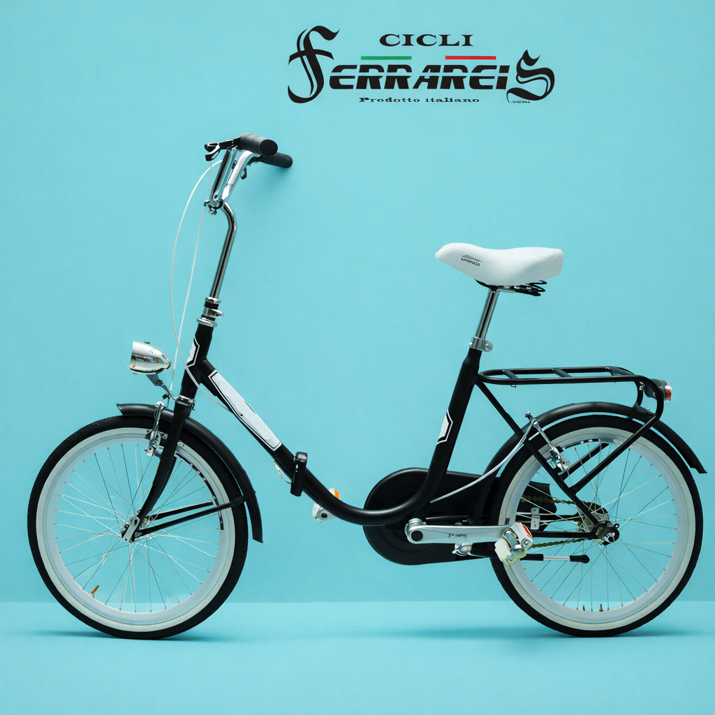 Bici Pieghevole 20" Nero, Bianco e Acciaio — Shimano Nexus, Personalizzabile