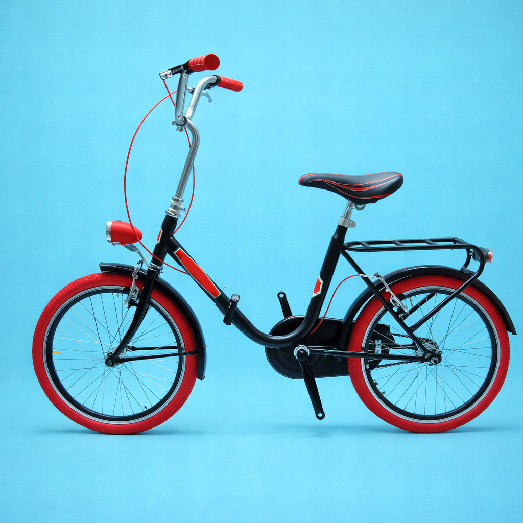 Bici Pieghevole 20" Nero e Rosso — Shimano Nexus, Sportiva e Personalizzabile