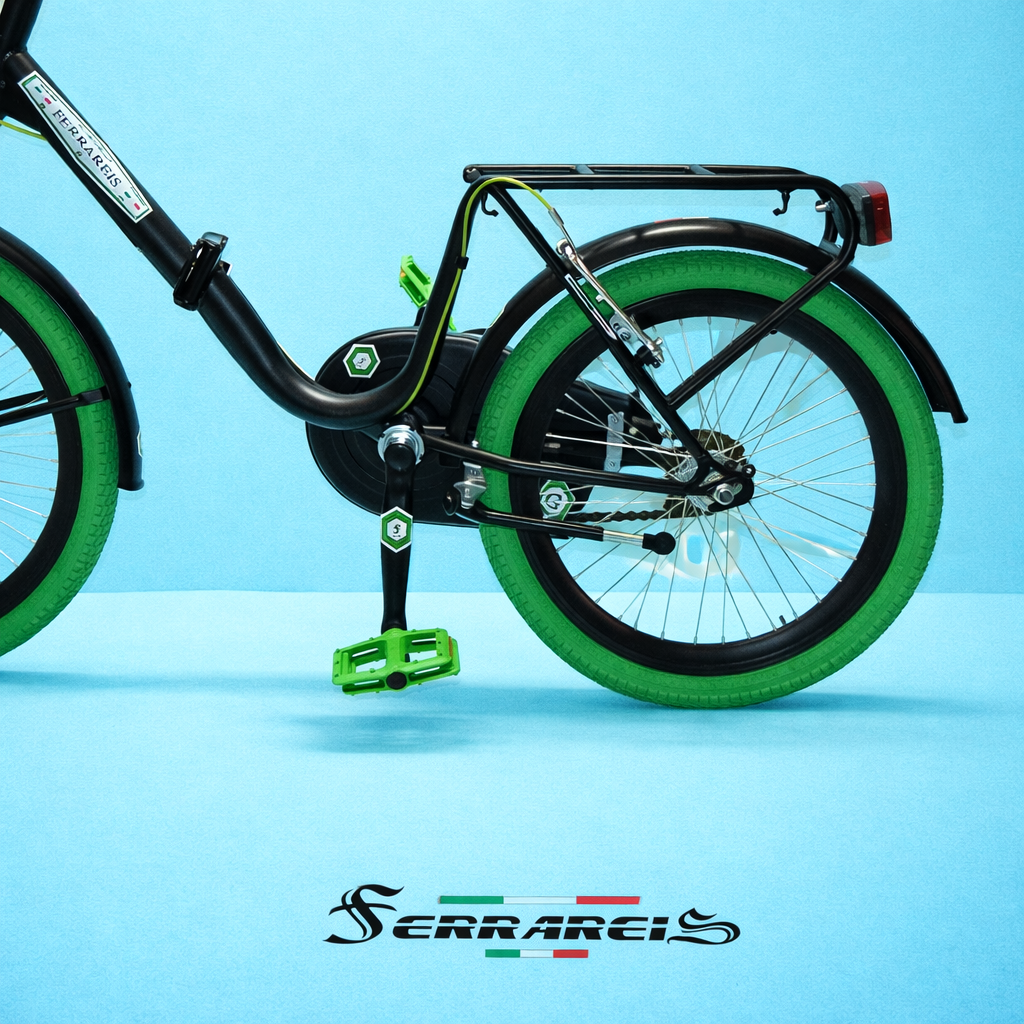 Bici Pieghevole 20" Nero, Verde e Acciaio — Shimano Nexus, Personalizzabile