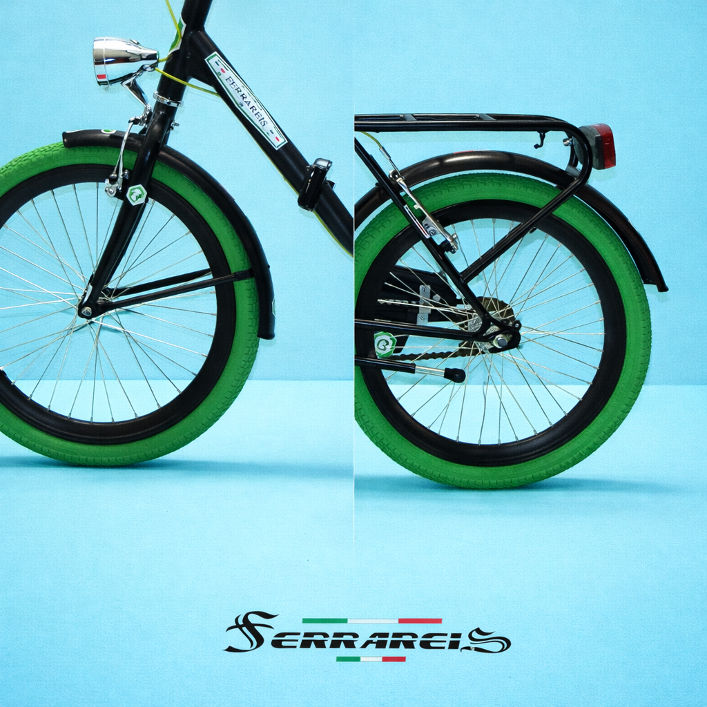 Bici Pieghevole 20" Nero, Verde e Acciaio — Shimano Nexus, Personalizzabile