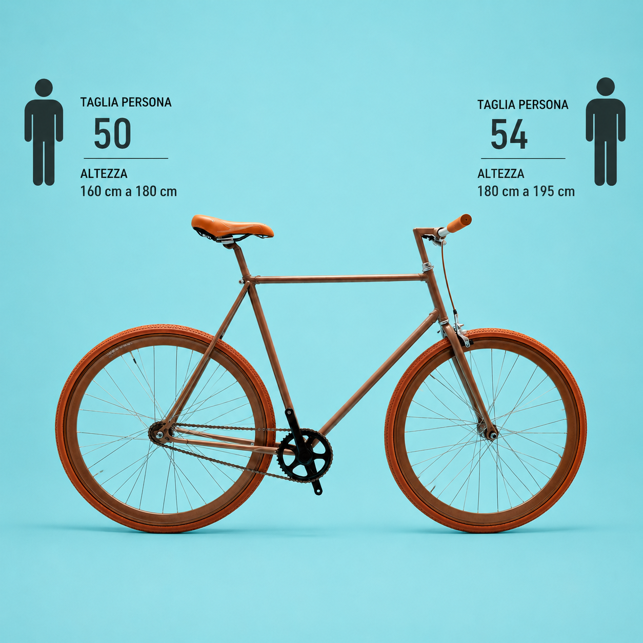 Bici fixed 28 marrone single speed personalizzabile