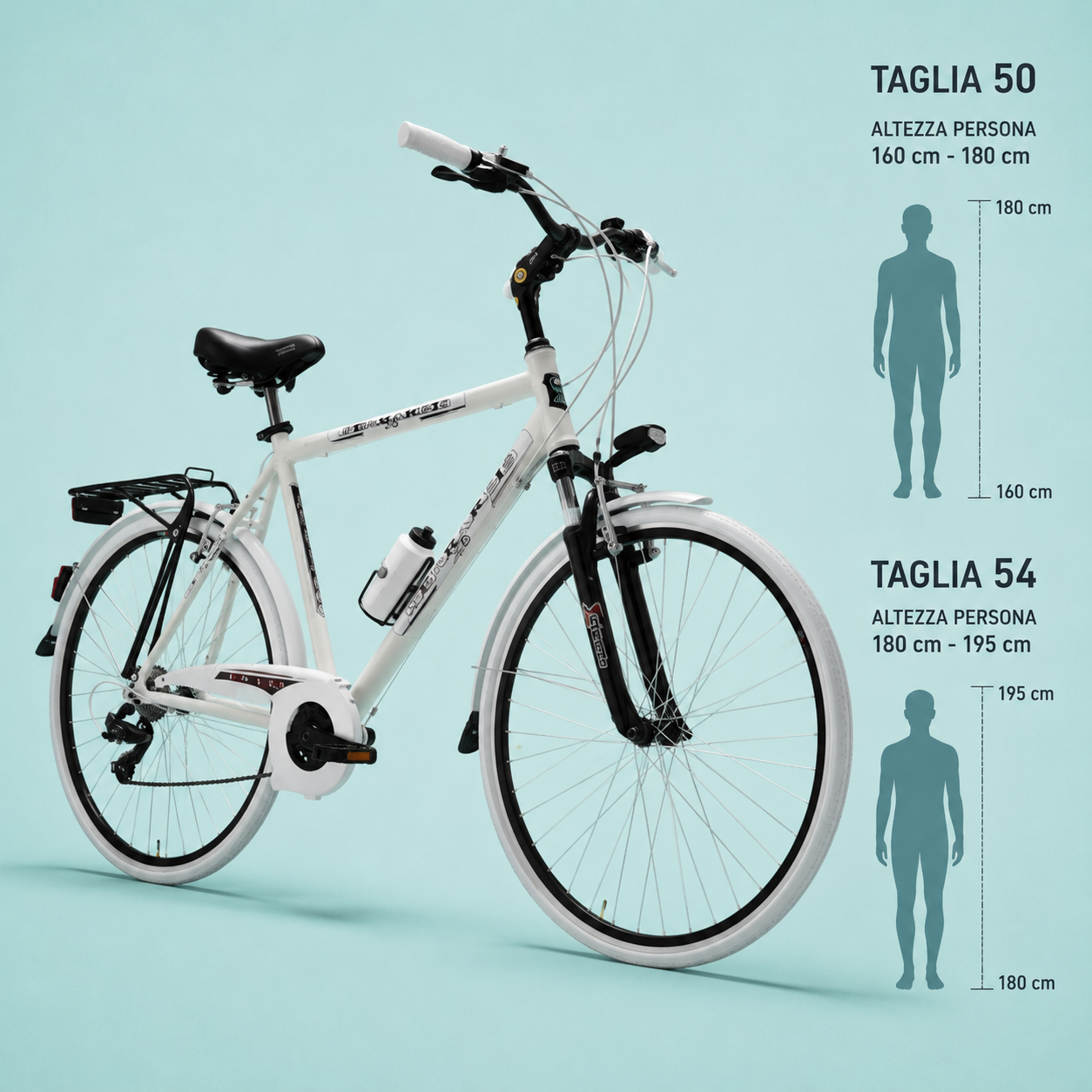 Bici trekking city bike 28 uomo alluminio bianco shimano personalizzabile
